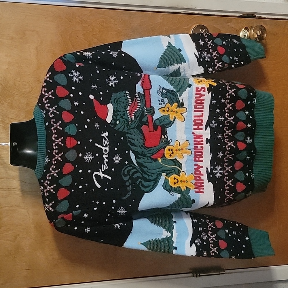 Fender® 2023 T-Rex Ugly Christmas Sweater Size Small - Picture 3 of 6